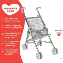 Mini Doll Stroller - Zig Zag Rainbow 7 Mini Doll Stroller - Zig Zag Rainbow -Time Less Toy adora dolls doll strollers default mini doll stroller zig zag rainbow 1132327705
