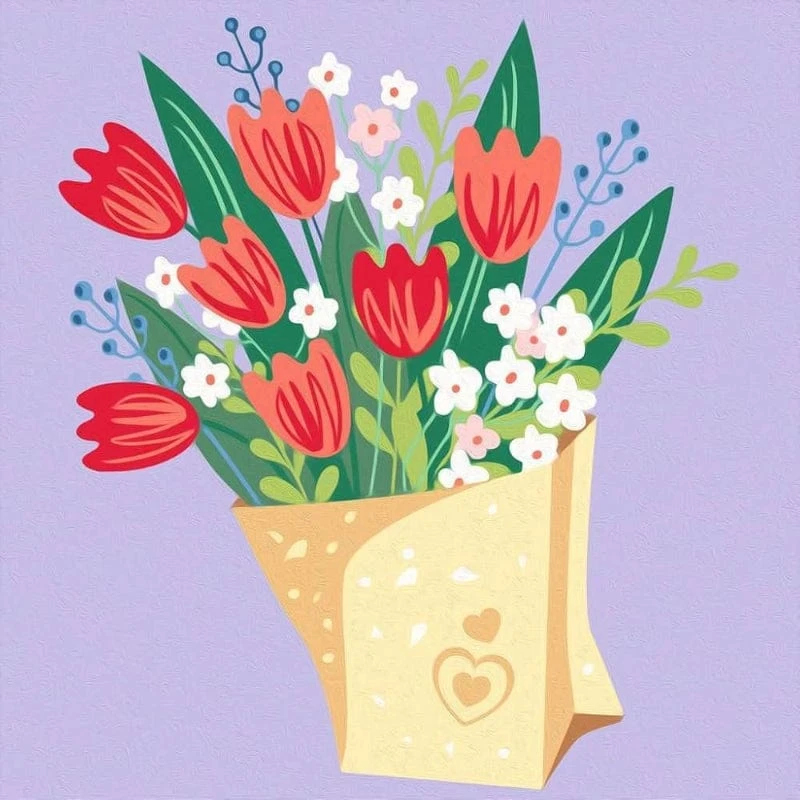 CreArt: Paint By Number Tulip Bouquet 5 CreArt: Paint By Number Tulip Bouquet - Image 3