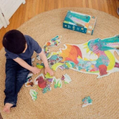 Djeco Leon The Dragon - 58 Piece Giant Floor Puzzle -Time Less Toy djeco floor puzzles leon the dragon 58 piece giant floor puzzle 1149274081