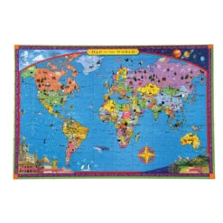 Eeboo World Map 100 Piece Puzzle -Time Less Toy eeboo 100 piece puzzles default world map 100 piece puzzle 40352483049714
