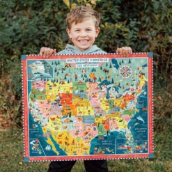 Eeboo USA Map 48 Piece Giant Puzzle -Time Less Toy eeboo floor puzzles default usa map 48 piece giant puzzle upc 1131966483