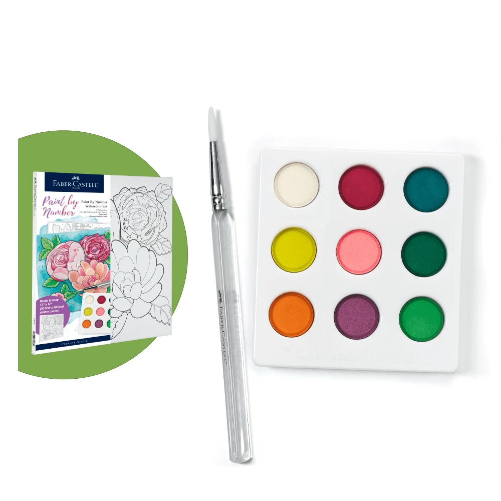 Faber-Castell Watercolor Paint By Number - Bold Floral 4 Faber-Castell Watercolor Paint By Number - Bold Floral - Image 2