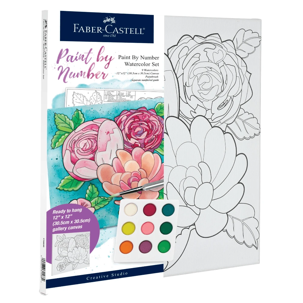 Faber-Castell Watercolor Paint By Number - Bold Floral 3 Faber-Castell Watercolor Paint By Number - Bold Floral