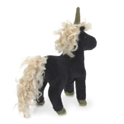 Folkmanis Mini Black Unicorn Finger Puppet -Time Less Toy folkmanis finger puppets mini black unicorn finger puppet 37686980575474