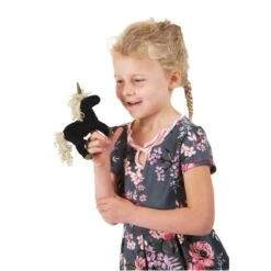 Folkmanis Mini Black Unicorn Finger Puppet -Time Less Toy folkmanis finger puppets mini black unicorn finger puppet 37686980608242
