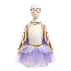 Great Pretenders Super Duper Tutu, Cape & Mask - Metallic Rose Gold & Lilac (Size 4-6 Yrs)