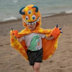Great Pretenders Giggle The Monster Cape - Orange/Yellow (Size 4-6 Yrs)