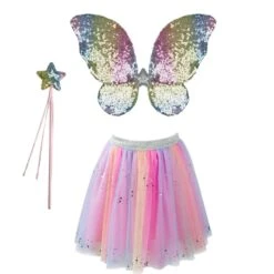 Great Pretenders Rainbow Sequins Skirt, Wings & Wand Set (Size 4-6 Yrs)