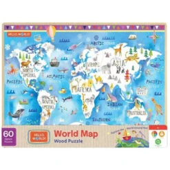 Hello, World! - World Map 60 Piece Wood Puzzle