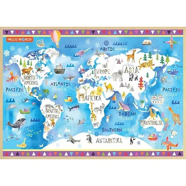 Hello, World! - World Map 60 Piece Wood Puzzle 4 Hello, World! - World Map 60 Piece Wood Puzzle - Image 2