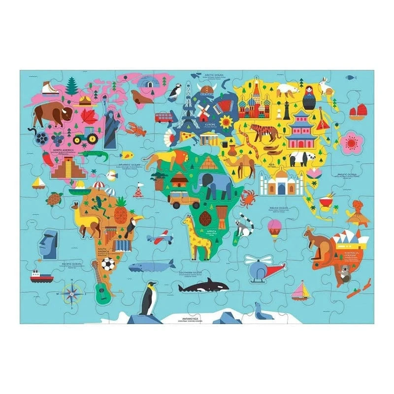 Mudpuppy Map Of The World 78 Piece Puzzle 4 Mudpuppy Map Of The World 78 Piece Puzzle - Image 2