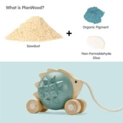 Plan Toys Pull Along Hedgehog Blue -Time Less Toy plan toys pull along toys default pull along hedgehog blue 40550582976754