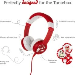 TONIES Tonie Foldable Headphones - Red 9 TONIES Tonie Foldable Headphones - Red -Time Less Toy tonies tonie accessories tonie foldable headphones red 42256698245362
